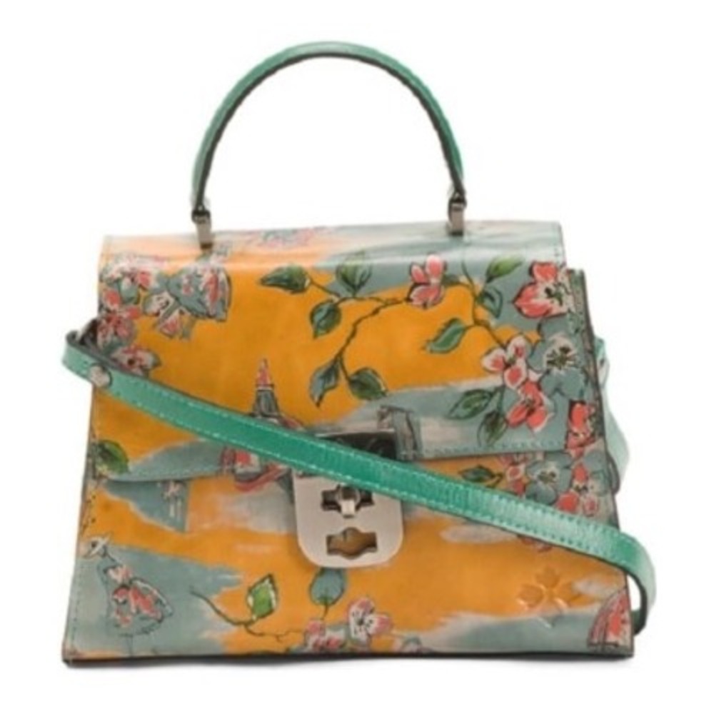 Patricia Nash Chauny Frame Satchel / Crossbody
 Leather Floral ‎ Bag NWT